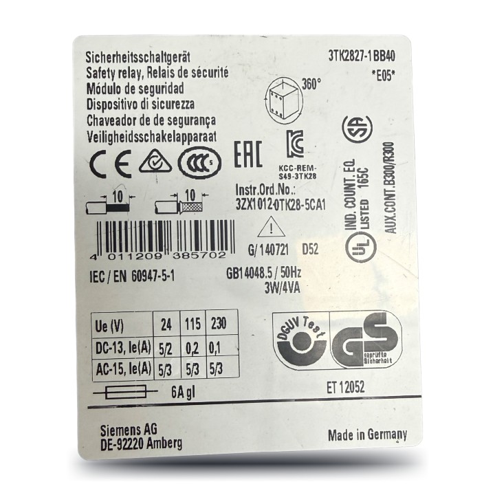 Siemens 3TK2827-1BB40 Relais sécurité SIRIUS 24V DC
