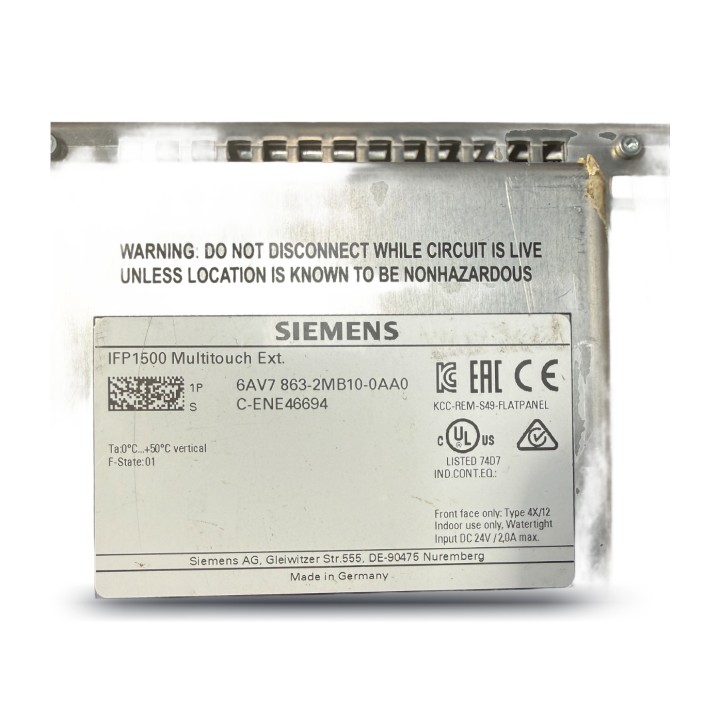 Siemens 6AV7863-2MB10-0AA0 HMI Touchscreen IFP1500 24V