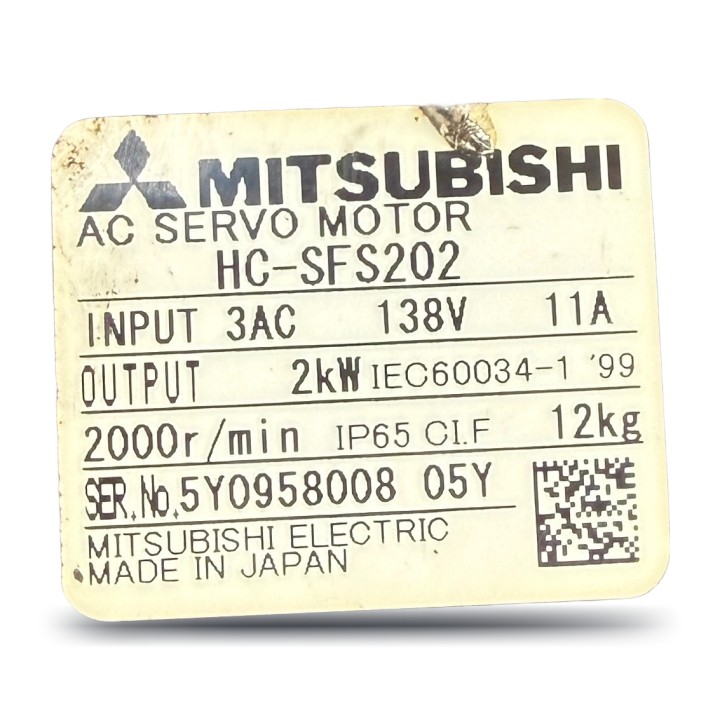 Mitsubishi HC-SFS202 Servomotor 2,0 kW 2000 rpm 138V