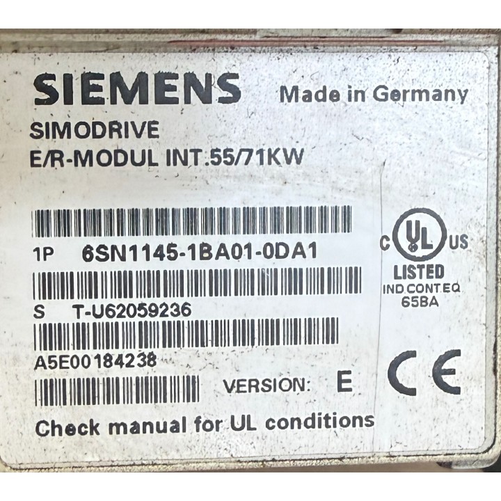 Siemens 6SN1145-1BA01-0DA1 SIMODRIVE 611 I/R Module