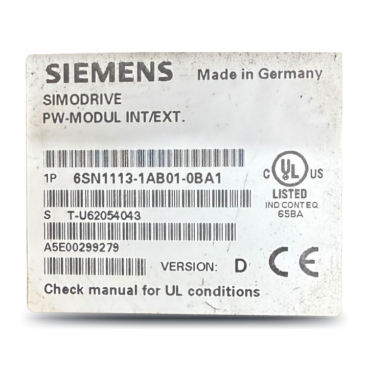 Siemens 6SN1113-1AB01-0BA1 Module alimentation SIMODRIVE 611