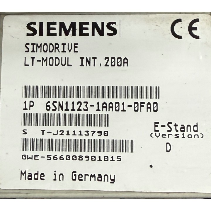 Siemens 6SN1123-1AA01-0FA0 Servo Power Module