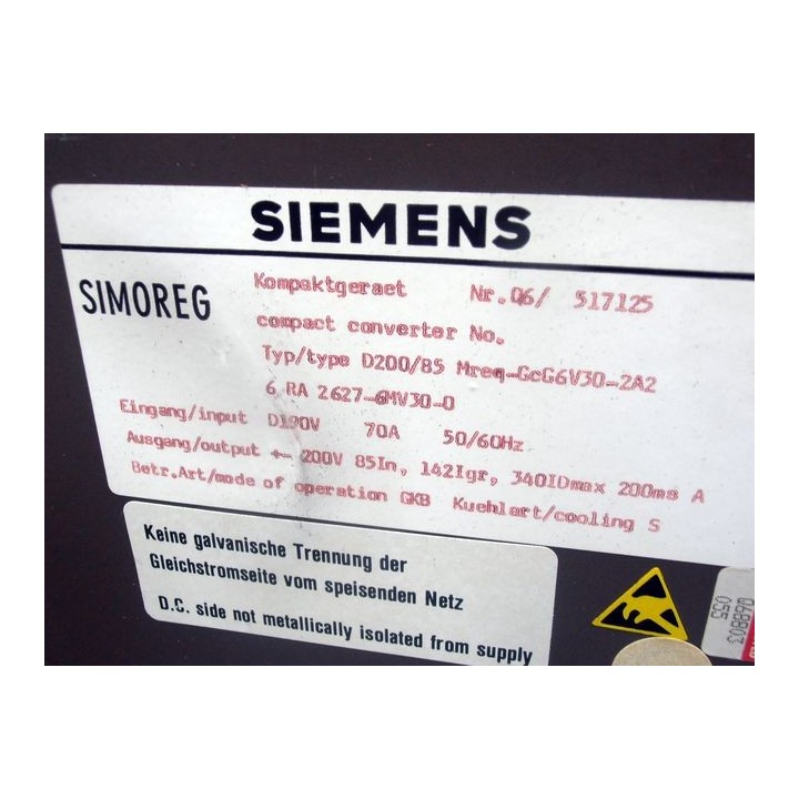 Rack di azionamento SIEMENS SIMOREG 6 RA 2627-6MV30-0