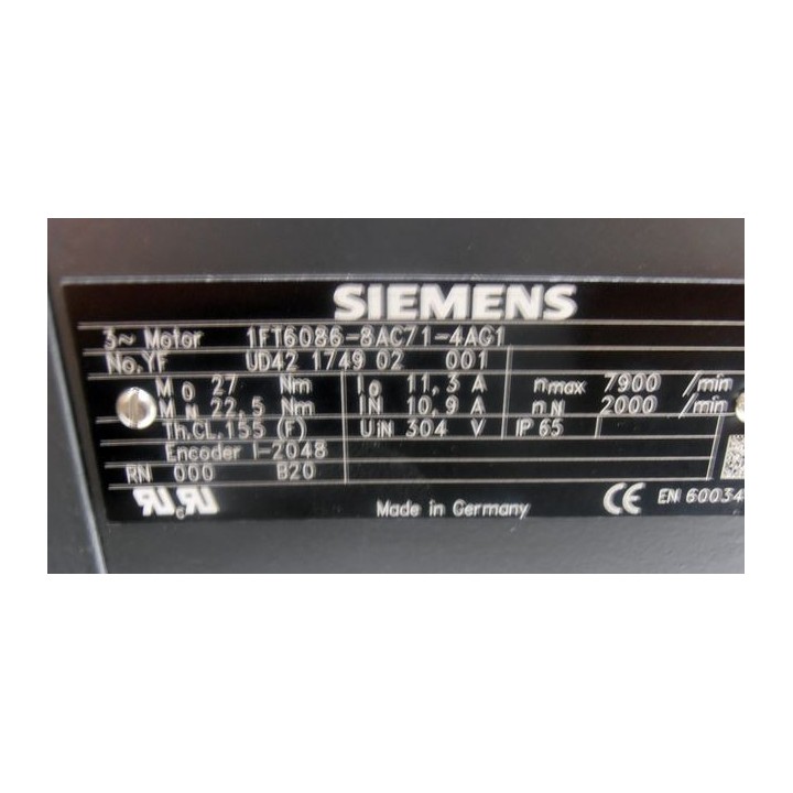 Siemens 1FT6086-1AC71-4AG1 brushless servo motor