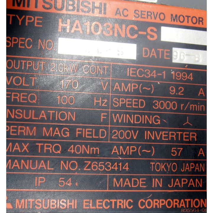 Axis motor MITSUBISHI HA103NCS without encoder