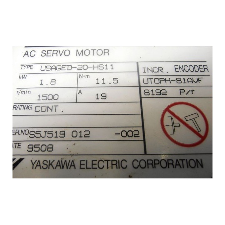 Moteur d'axe YASKAWA USAGED 20-HS11