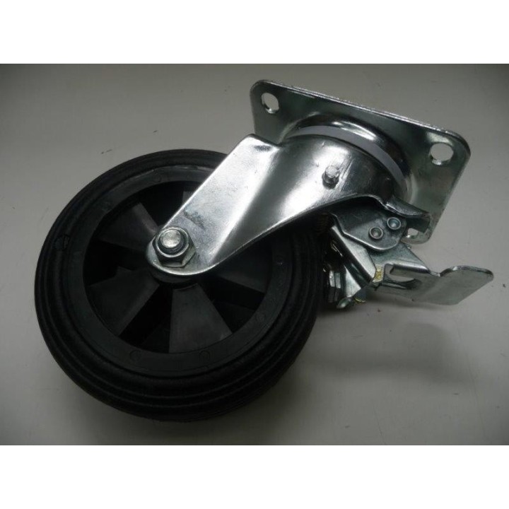 Set di 4 ruote piroettanti su piastra in lamiera