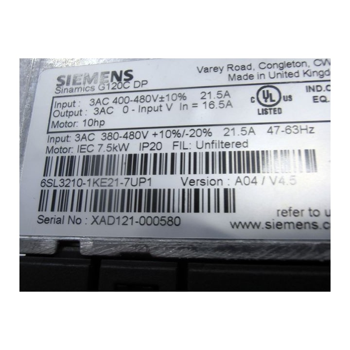 SIEMENS simatics 6SL3210-1KE21-7UP1 G120C DP