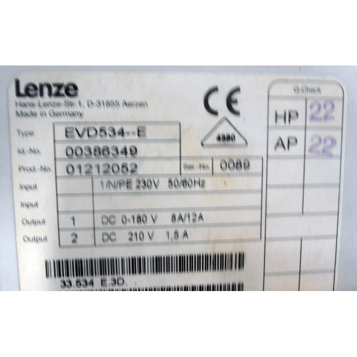 LENZE EVD 534--E  controller