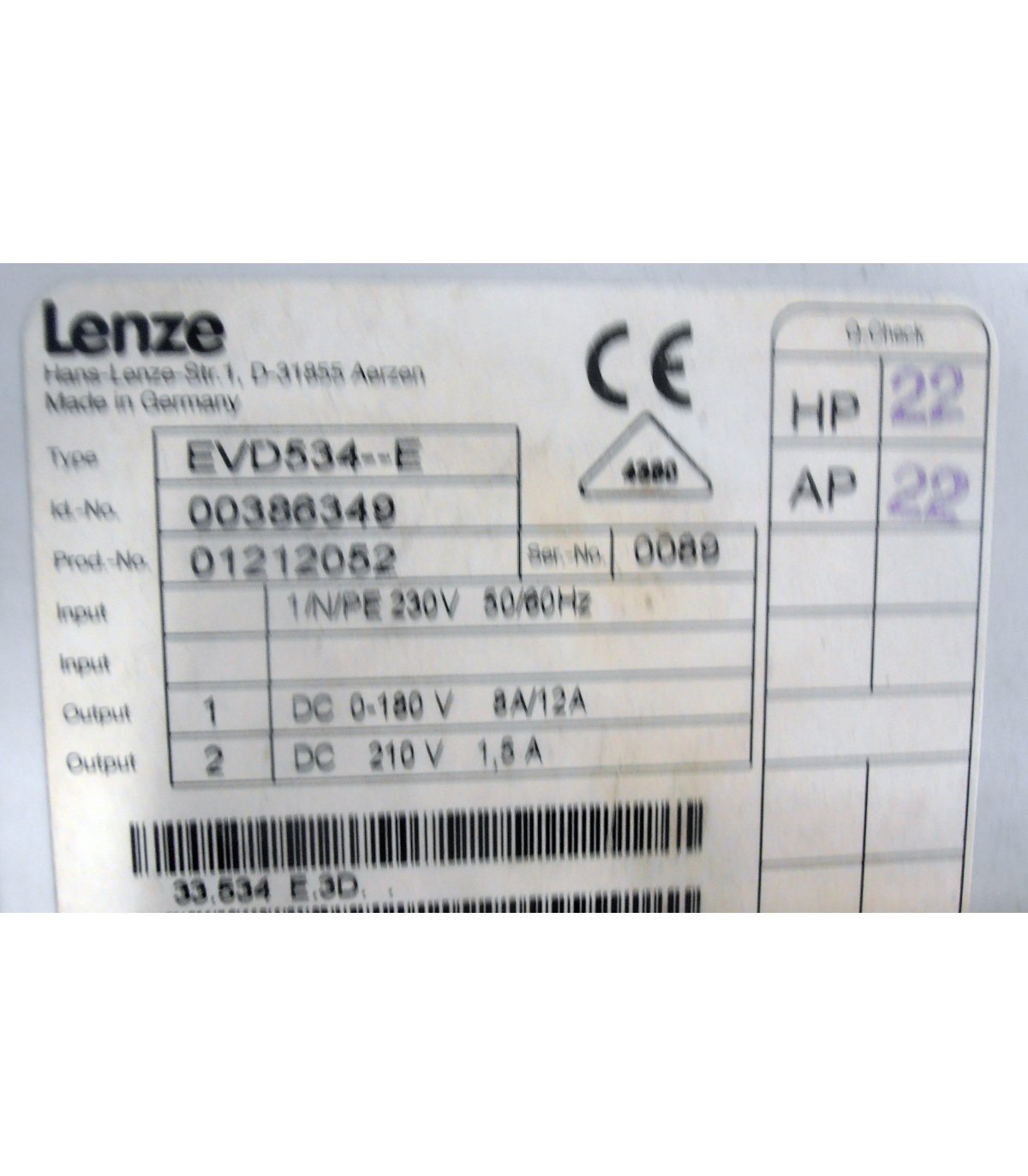 Variateur De Fréquence Lenze 33.8216-E, 5.5 KW - Occasion En état Fonctionnel, Fabriqué En Allemagne