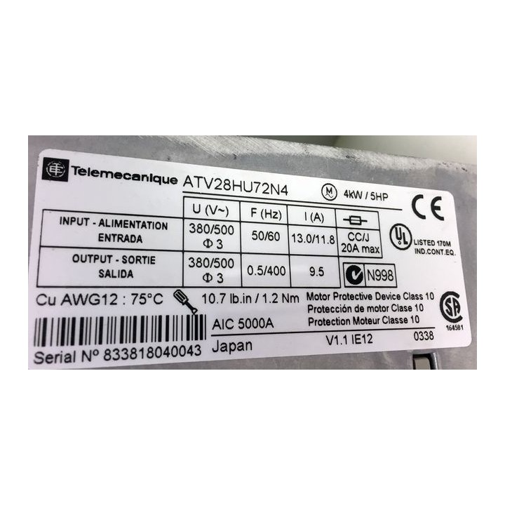 TELEMECANIQUE ALTIVAR 28 ATV28HU72N4