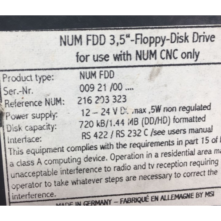 Lecteur disquette NUM FDD 216 203 323
