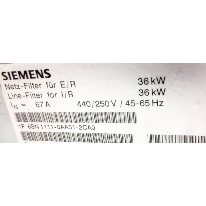 SIEMENS 6SN1111-0AA01-2CA0 E/R 36kW filter