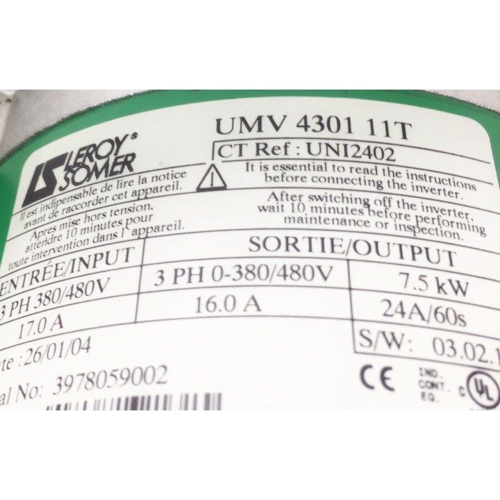 LEROY SOMER 7.5 kW UMV 4301 11T servo drive