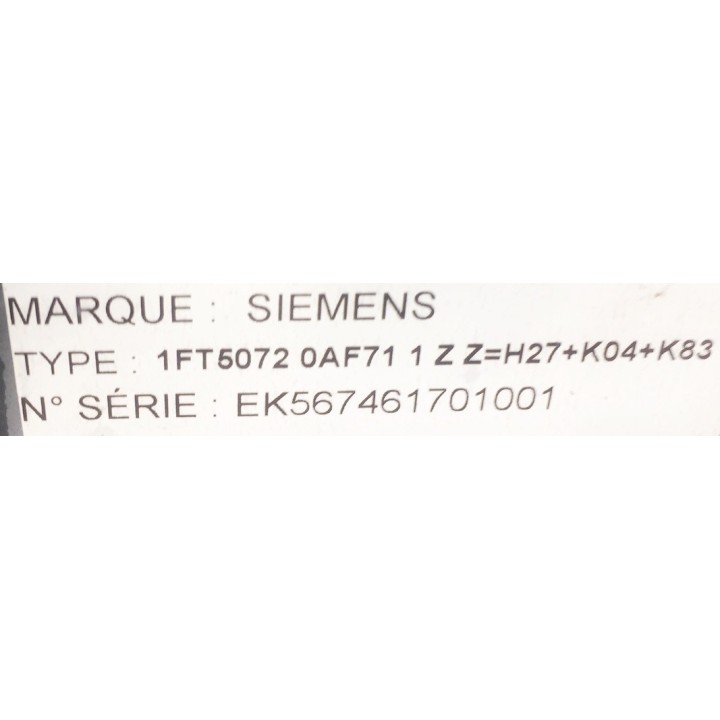 Moteur SIEMENS 1FT5072-0AF71-1-Z avec codeur incremental 6FX2001-2CC50