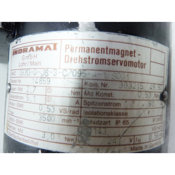 INDRAMAT MAC 063D-0-JS-3-C/095-A-1-S001 motor