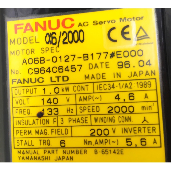 Moteur frein FANUC 6/2000 A06B-0127-B177