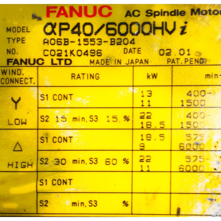 FANUC A06B-1553-B204 spindle motor
