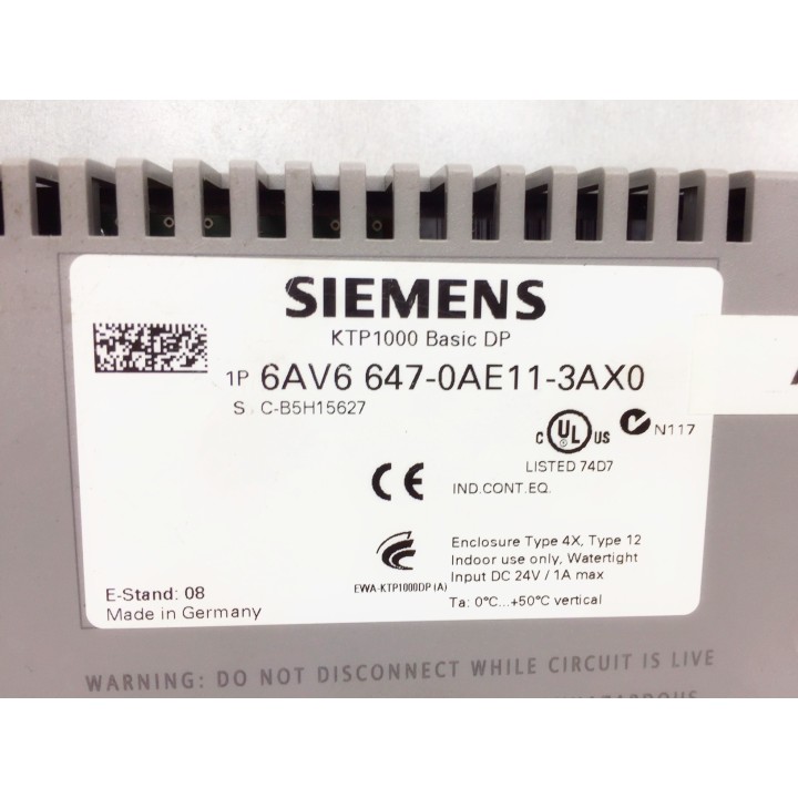 SIEMENS KTP1000 6AV6 647-0AE11-3AX0 panel