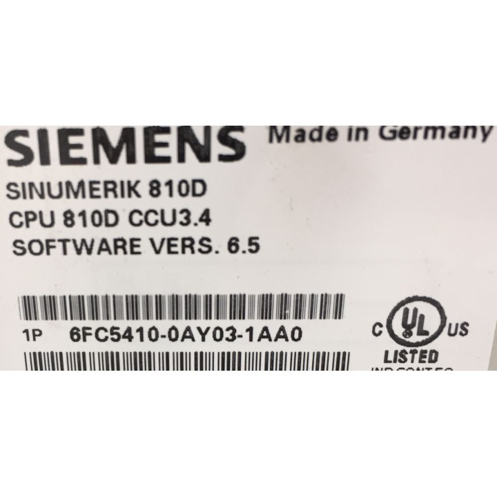 Carte CPU SIEMENS 810D 6FC5410-0AY03-1AA0 software vers. 6.5