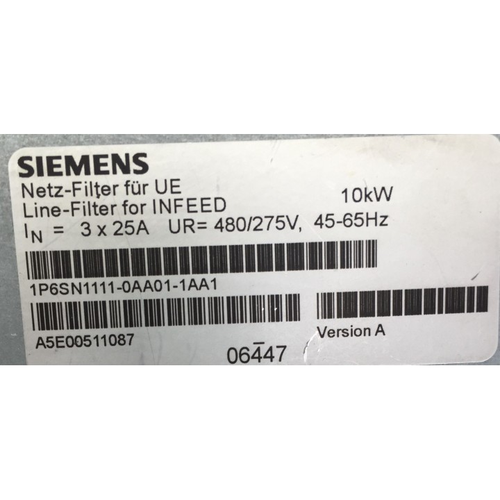 SIEMENS 6SN1111-0AA01-1AA1 line ilter