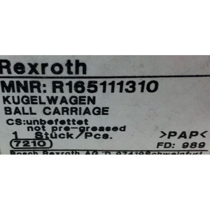 REXROTH R165111310 ball carriage