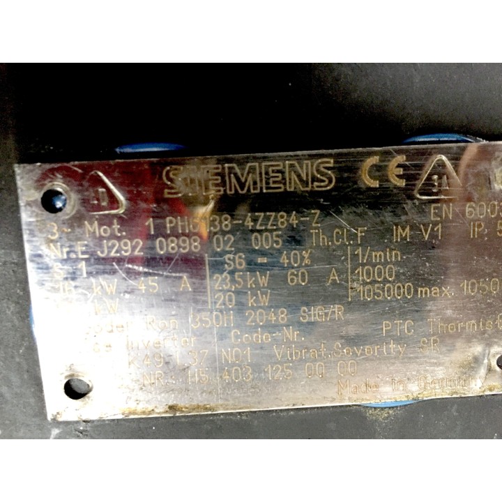 Moteur de broche SIEMENS 1PH6138-4ZZ84-Z