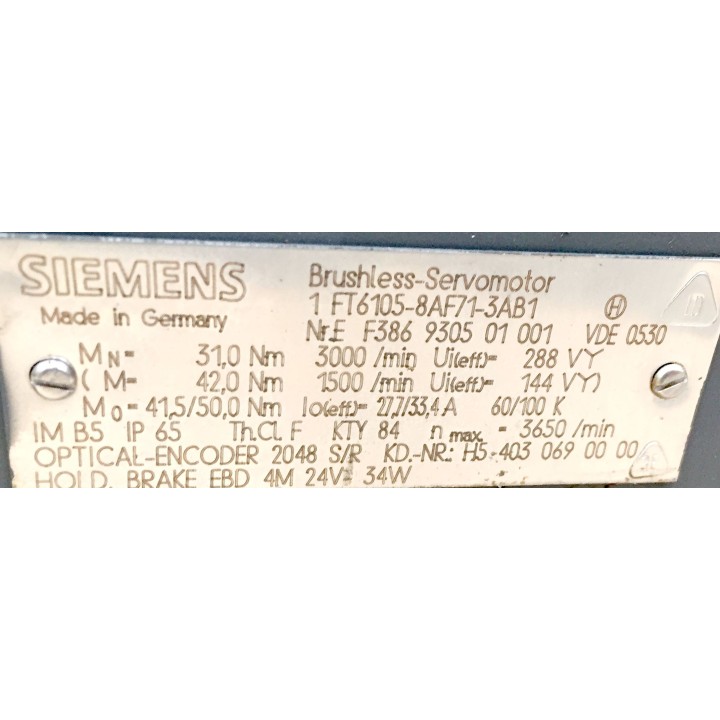 Moteur SIEMENS 1FT6105-8AF71-3AB1