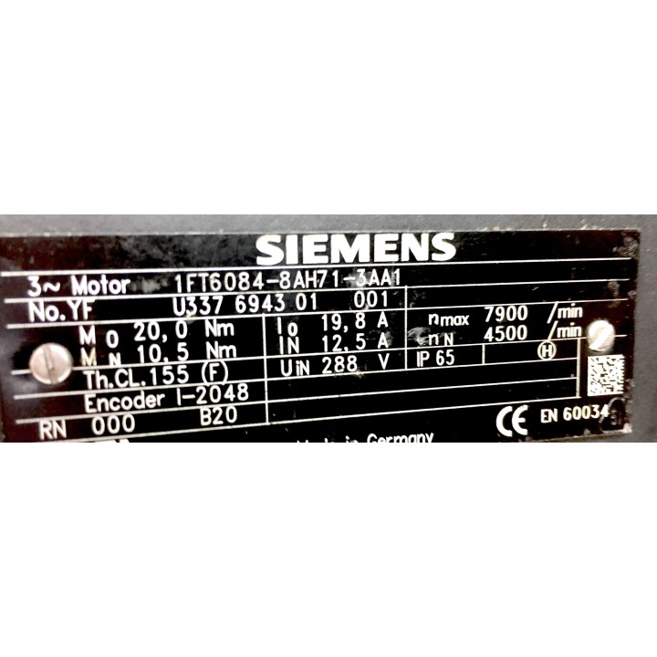 Moteur d'axe SIEMENS 1FT6084-8AH71-3AA1