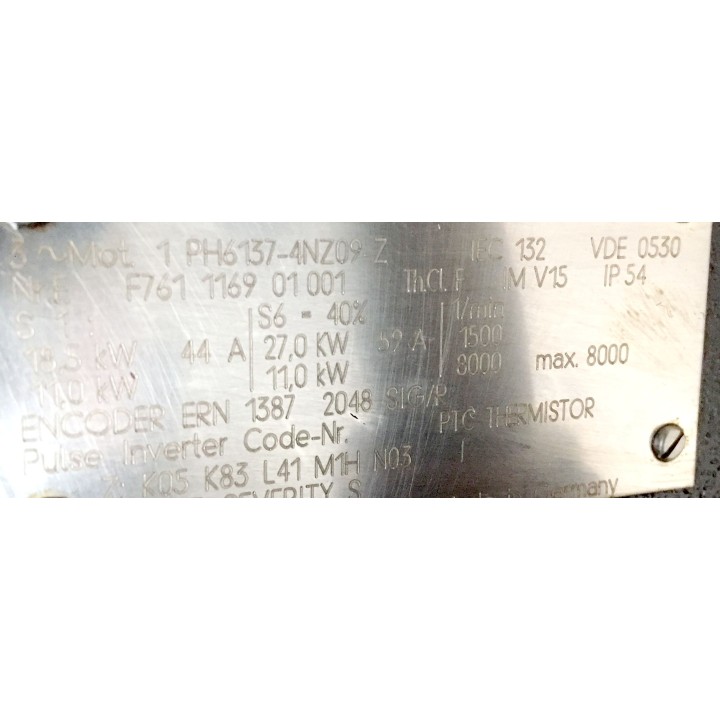 Moteur de broche SIEMENS 1PH6137-4NZ09-Z