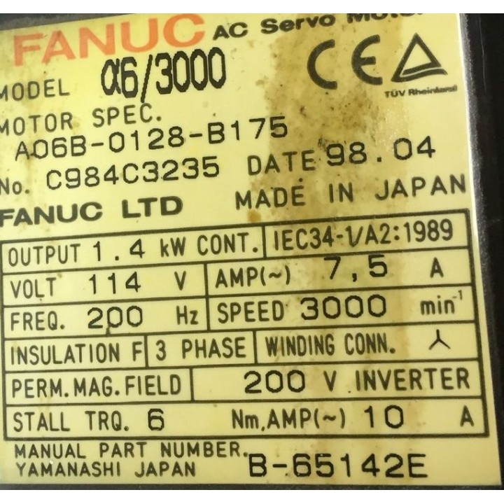 FANUC ALPHA 3/6000 A06B-0128-B175 motor