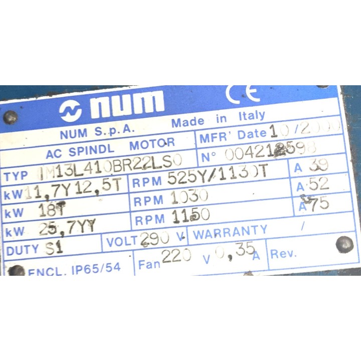 Moteur de broche NUM SOMAB 550 IM13L410BR22LS0