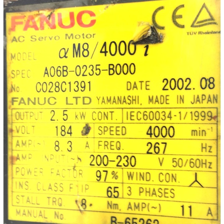 Moteur FANUC ALPHA IS 8/4000 A06B-0235-B000