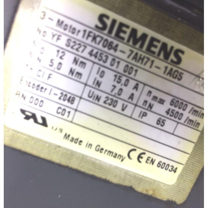 SIEMENS 1FK7064-7AH71-1AG5 motor