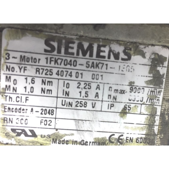 Moteur SIEMENS 1FK7040-5AK71-1EG5