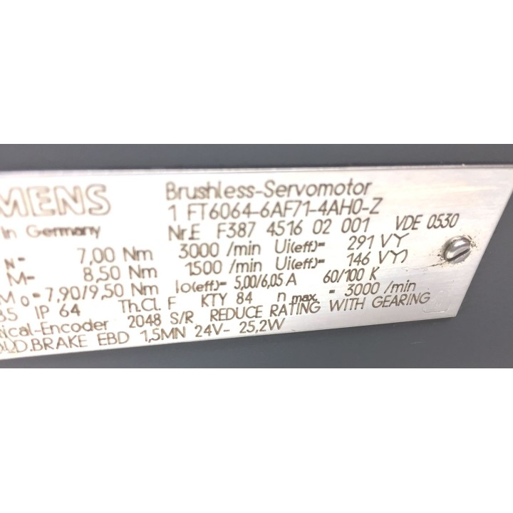 Moteur SIEMENS 1FT6064-6AF71-4AH0-Z