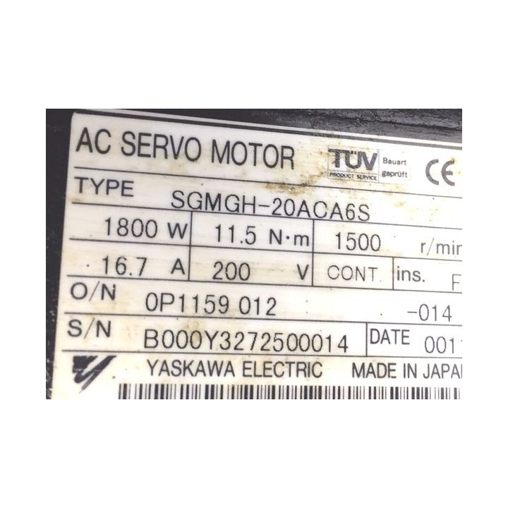 YASKAWA ELECTRIC SGMGH-20ACA6S AC SERVO MOTOR