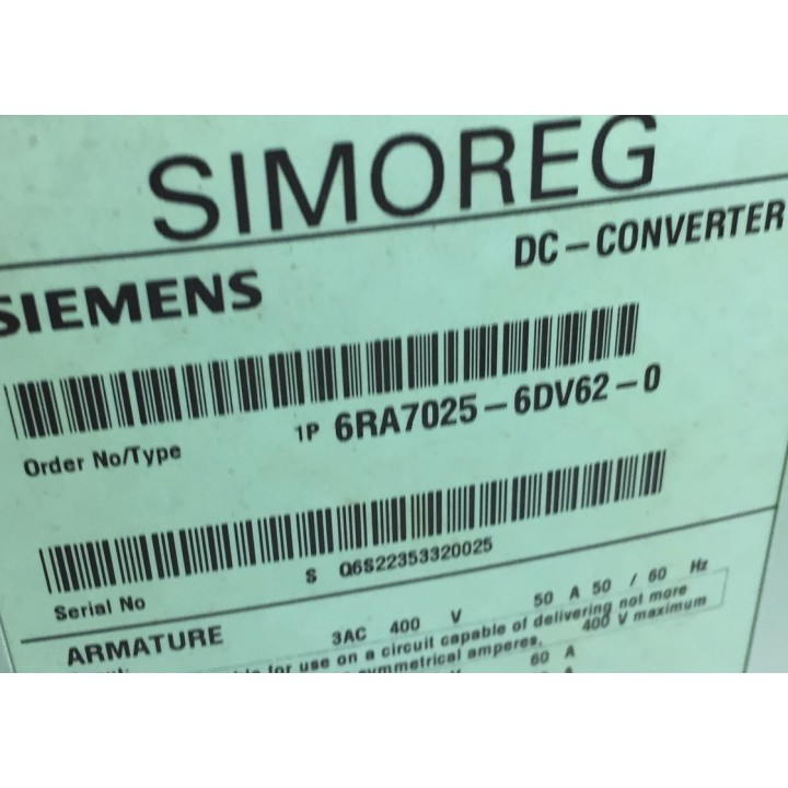 SIEMENS 6RA7018-6DV62-0 DC CONVERTER