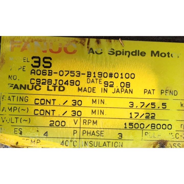 FANUC A06B-0753-B190 0100 ac spindle motor