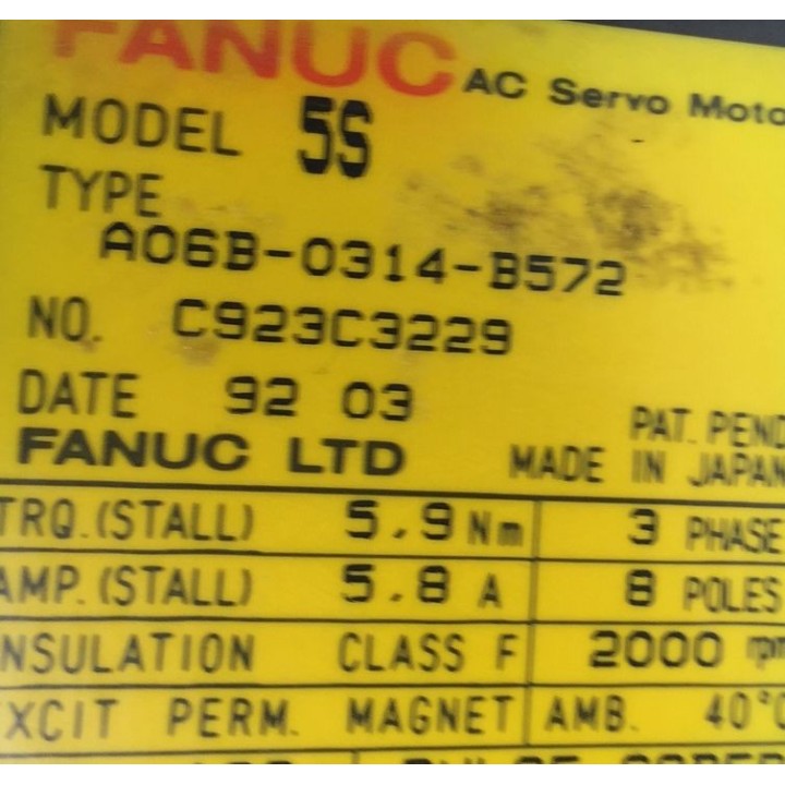 FANUC A06B-0314-B572 axis motor