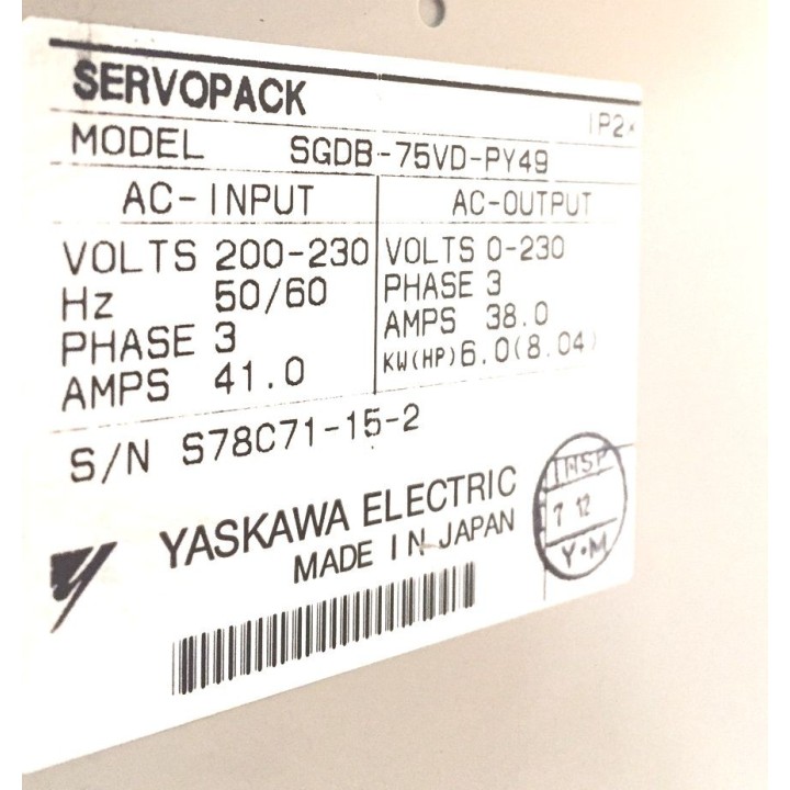 Variateur YASKAWA SGDB-75VD-PY49 7,5 kW