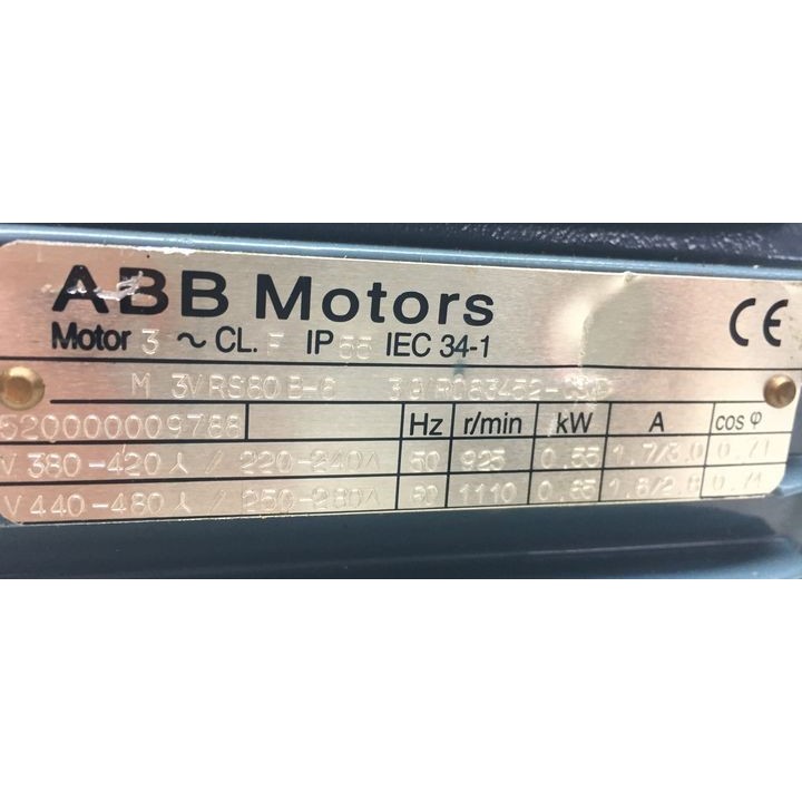 Moteur ABB 3 CLF M 3VRS80B-6 0,55kW