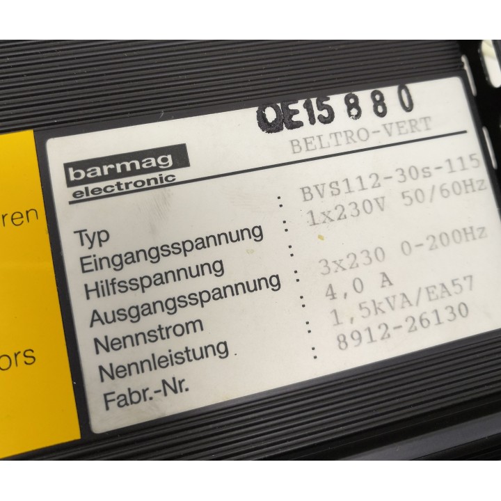 BARMAG ELECTRONIC BVS112-30s-115 1,5KVA 4A servo drive