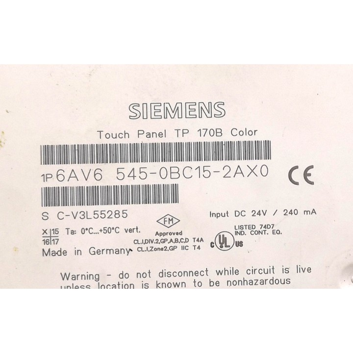 Ecran SIEMENS 6AV6545-0BC15-2AX0 TP 170B color