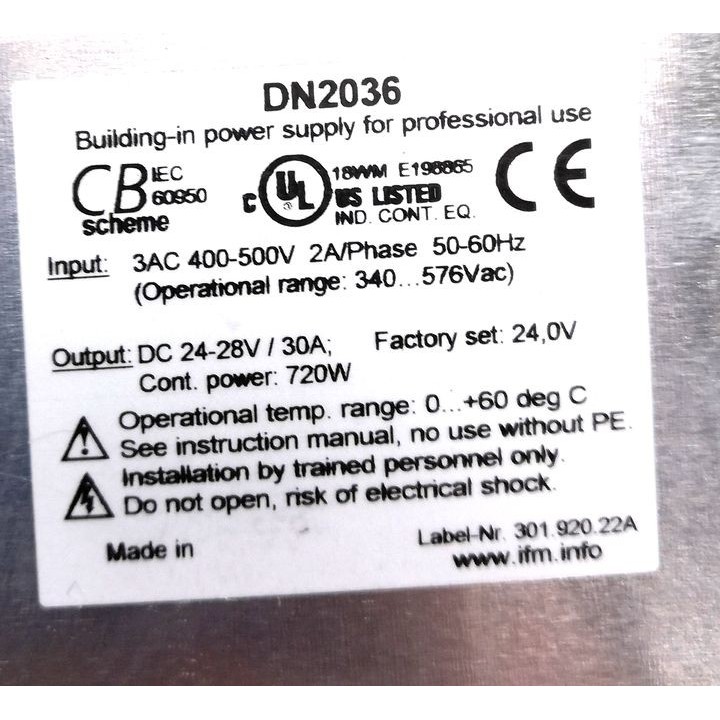 Alimentation IFM DN2036 DC 24-28V/30A