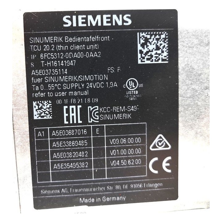 SIEMENS Bedientafelfront TCU 20.2 6FC5312-0DA00-0AA2
