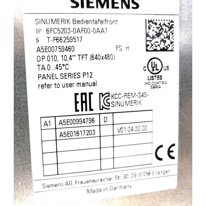 Pupitre écran SIEMENS OP 010 10.4'' 6FC5203-0AF00-0AA1