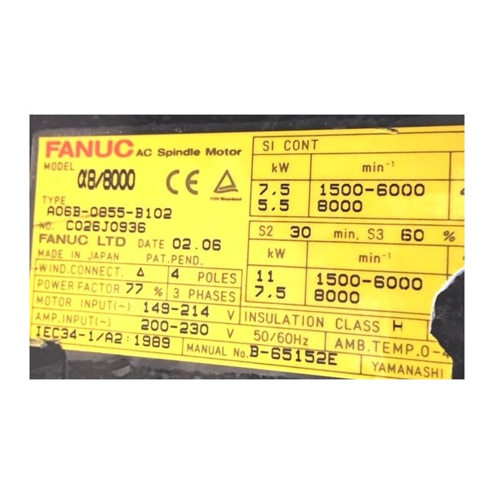 FANUC ALPHA 8/8000 A06B-0855-B102