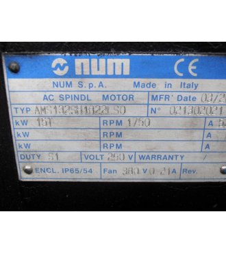 Motor de husillo de fresado Num AMS132SH1B22LS0