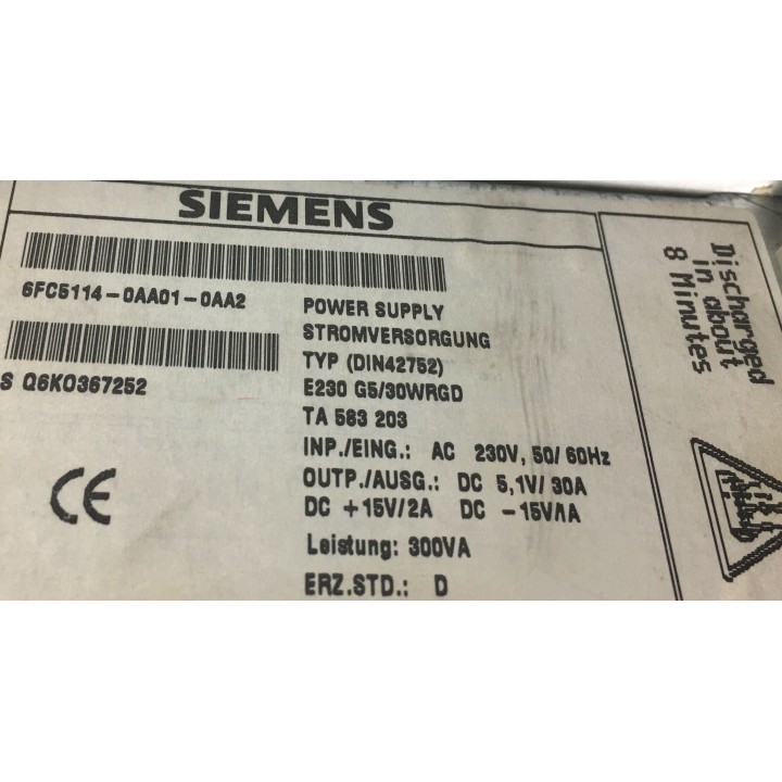 SIEMENS 6FC5114-0AA01-0AA2 power supply